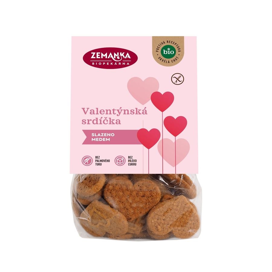 BIO Valentýnská srdíčka bezlepková 100 g Biopekárna Zemanka